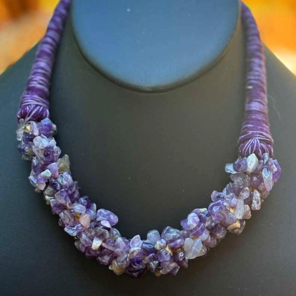 RAW AMETHYST STONE NECKLACE    NOWT